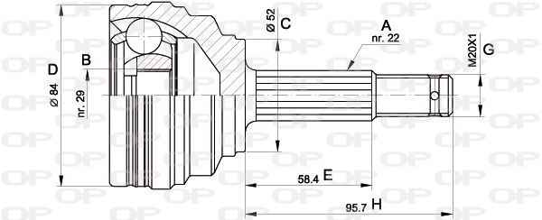 OPEN PARTS Шарнирный комплект, приводной вал CVJ5389.10